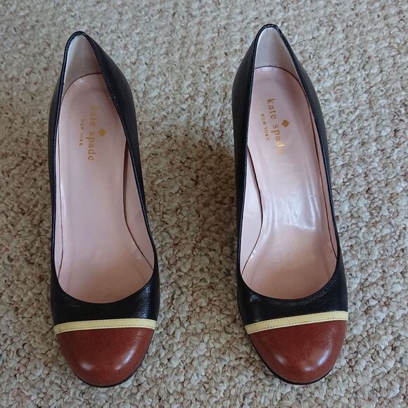 Kate Spade New York Black and Brown Wedge Pumps size 7 B - Picture 1 of 12